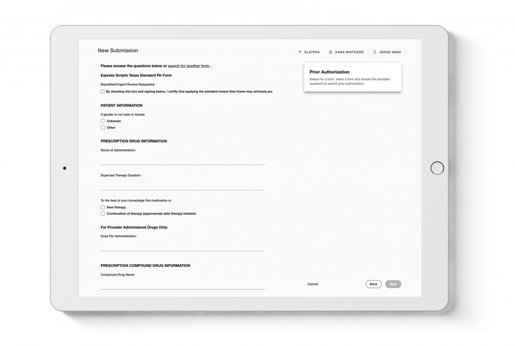 iAssist enhancements electronic prior authorization form on tablet