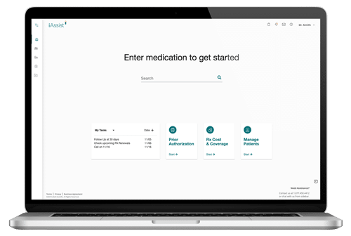 iAssist specialty therapy initiation platform homescreen